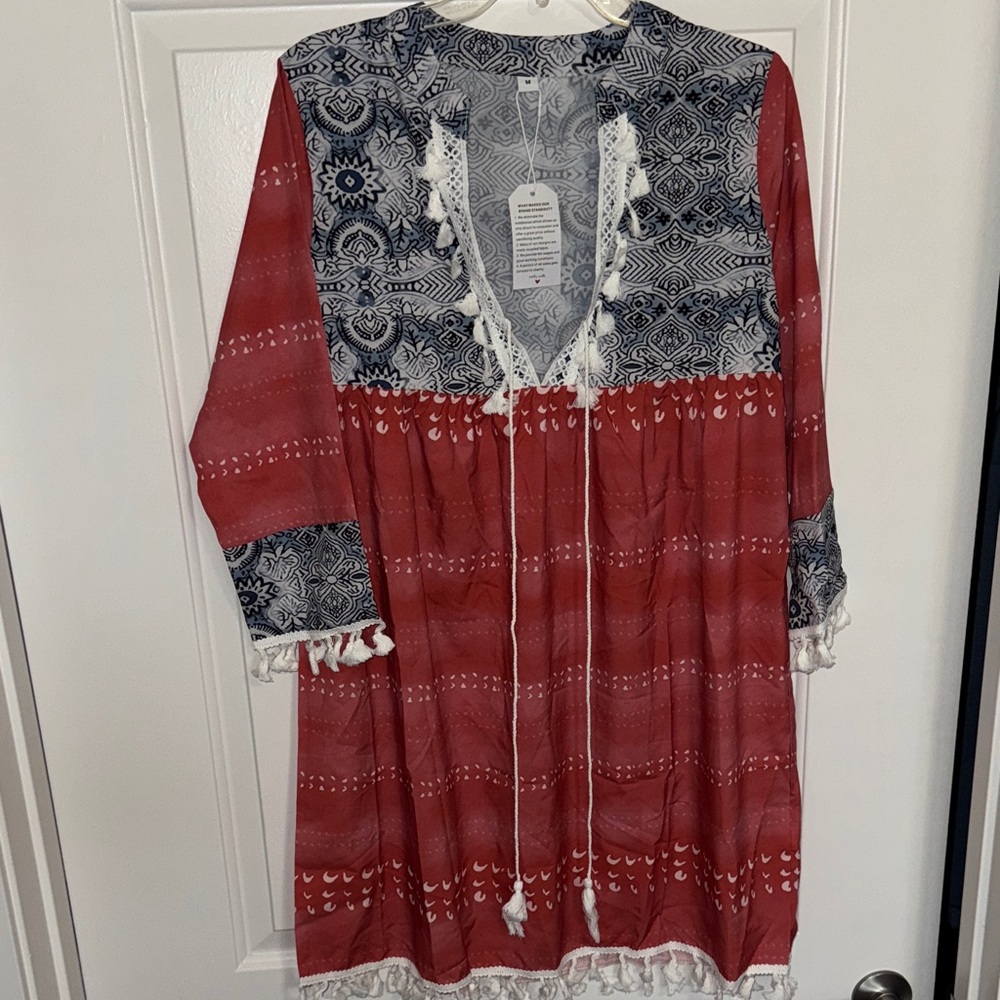 Red and Blue Bohemian Dress